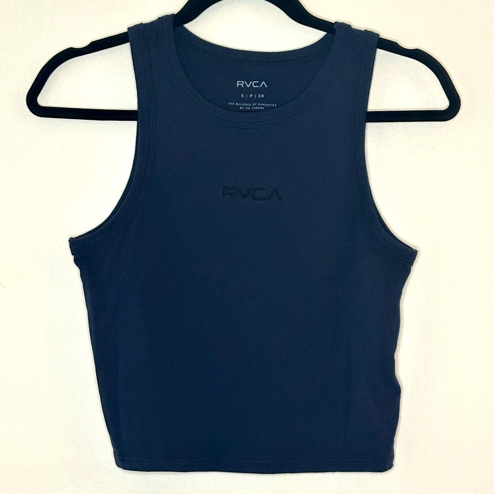 RVCA cropped muscle tee sleeveless.  Color Navy.  Size Small S